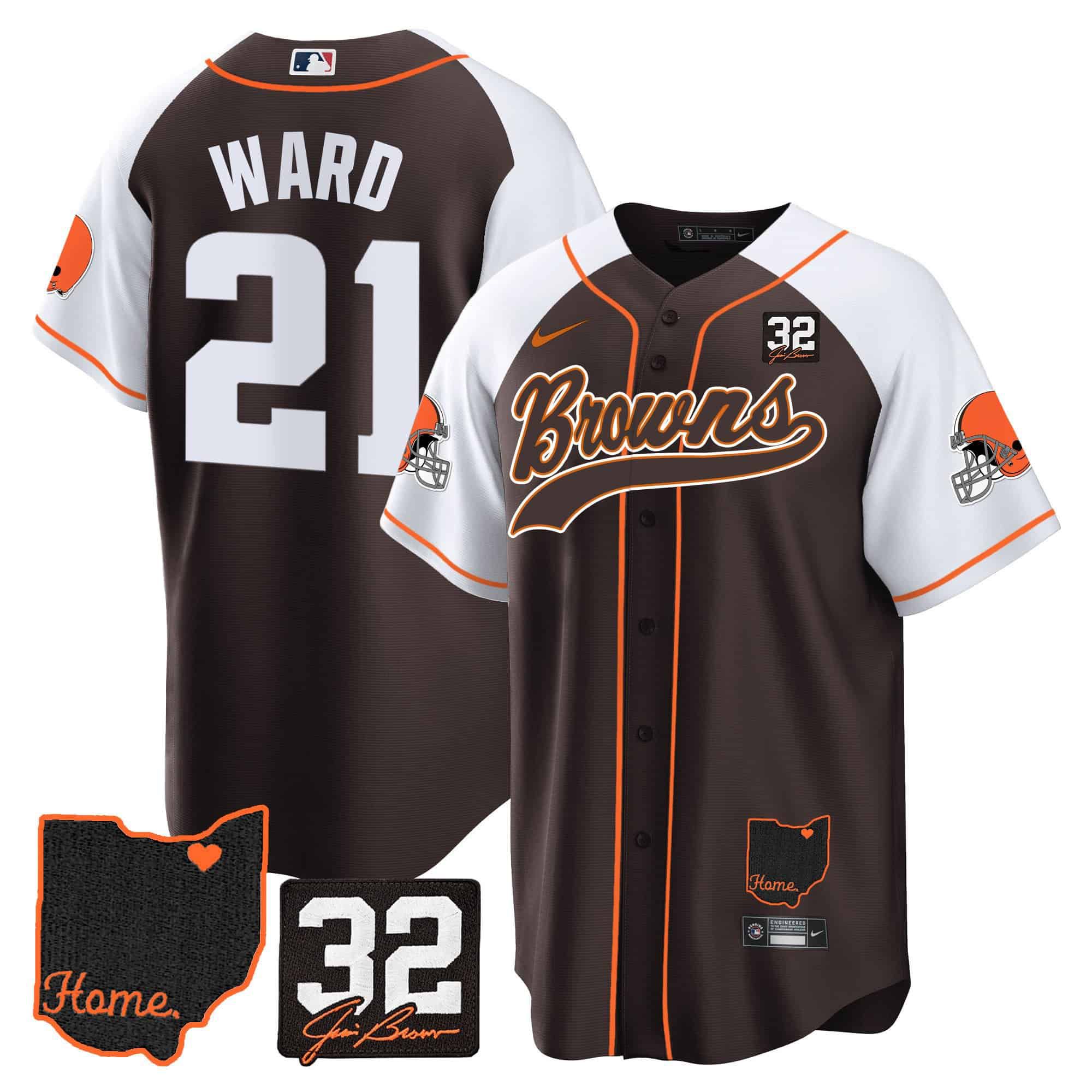 Men Cleveland Browns #21 Ward Brown Memorial Home Patch Baseball 2024 Nike NFL Jersey->indianapolis colts->NFL Jersey
